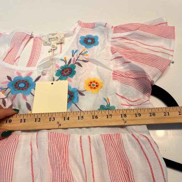 NWT Perch by Blu Pepper Pink Embroidered Ruffle Sleeve Mini Dress Size XL - Picture 7 of 8